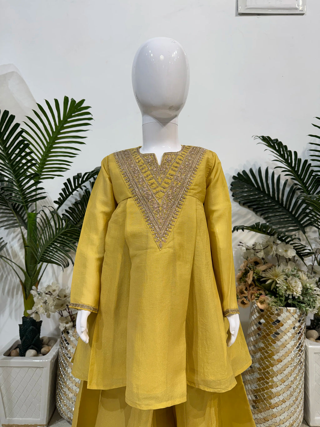Pastel Yellow Sharara Indo-Western Set