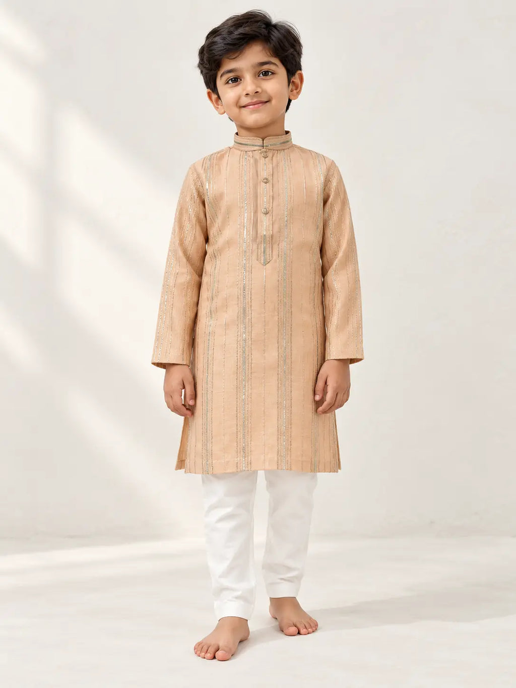 Peach Mul Chanderi Kurta Pant Set