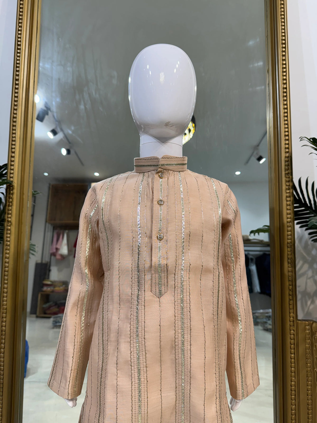Peach Mul Chanderi Kurta Pant Set