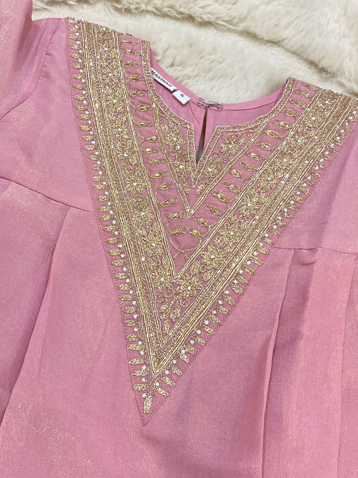 Pink Embroidered Kurta for Girls