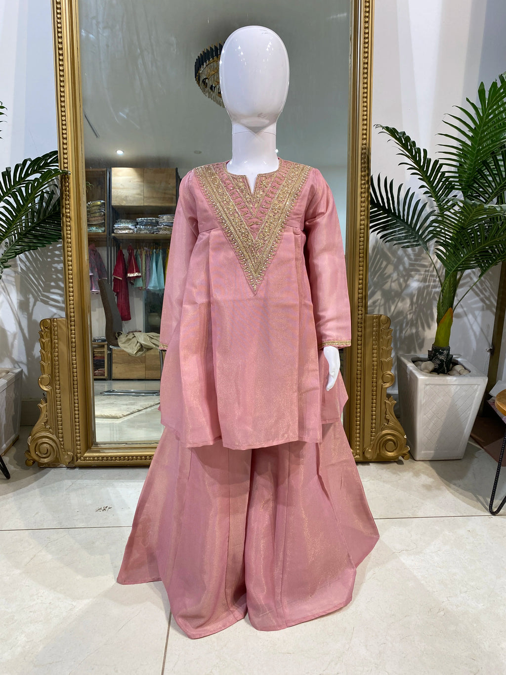 Pink Embroidered Kurta for Girls