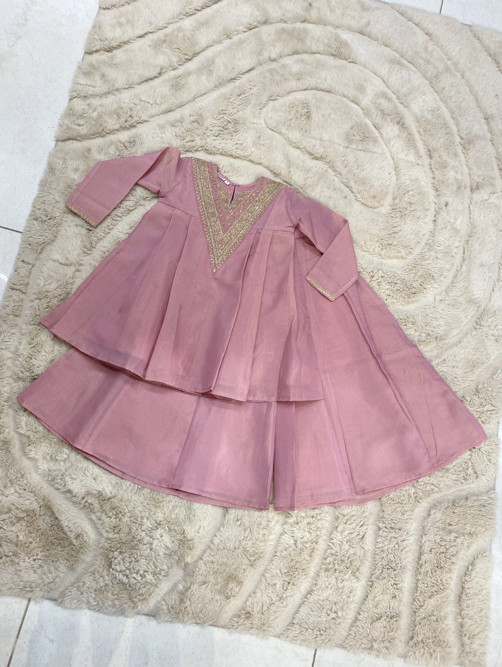 Pink Embroidered Kurta for Girls
