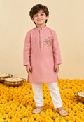 Pink Festive Embroidered Kurta Set