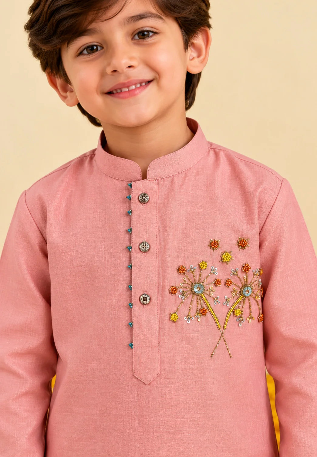 Pink Festive Embroidered Kurta Set