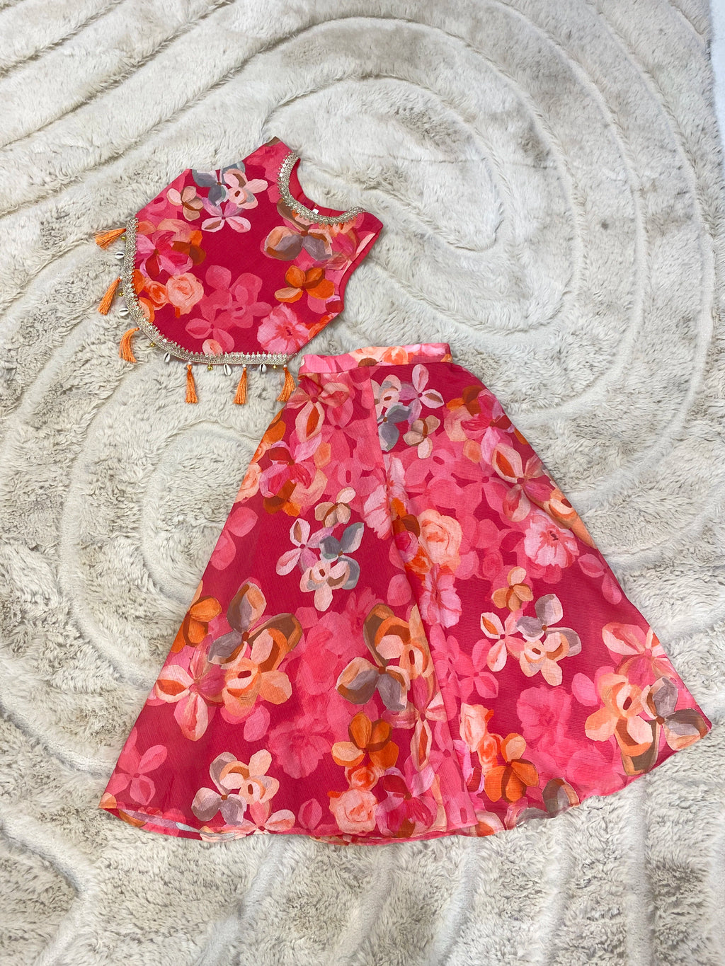 Pink Floral Indo-Western Sharara Set