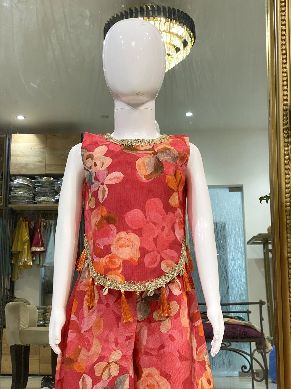 Pink Floral Indo-Western Sharara Set