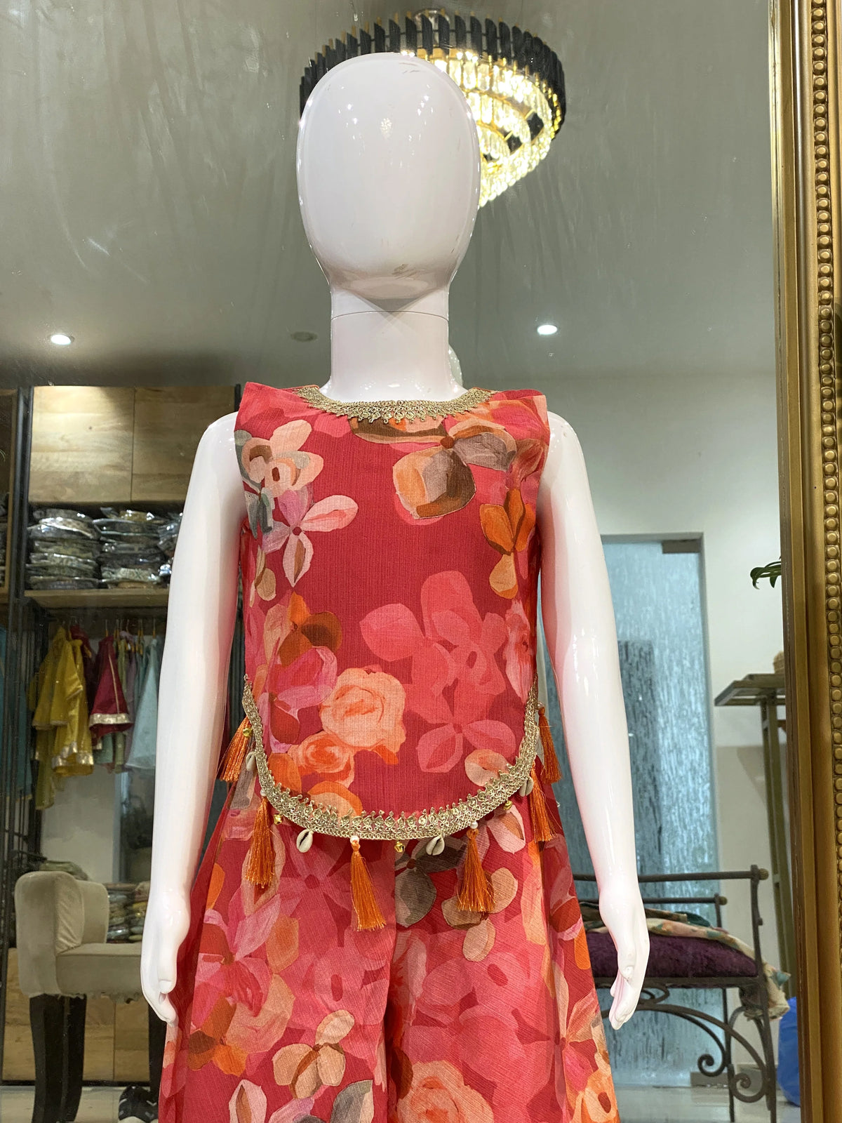 Pink Floral Indo-Western Sharara Set