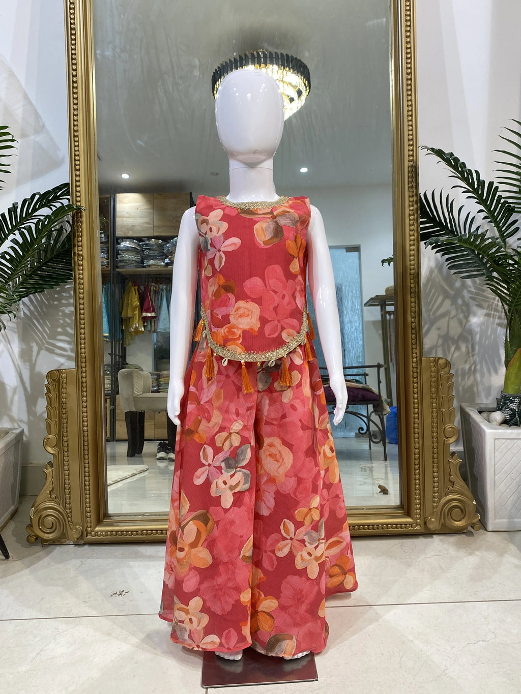 Pink Floral Indo-Western Sharara Set