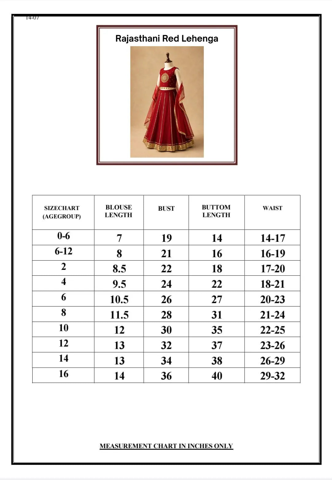 Size Chart