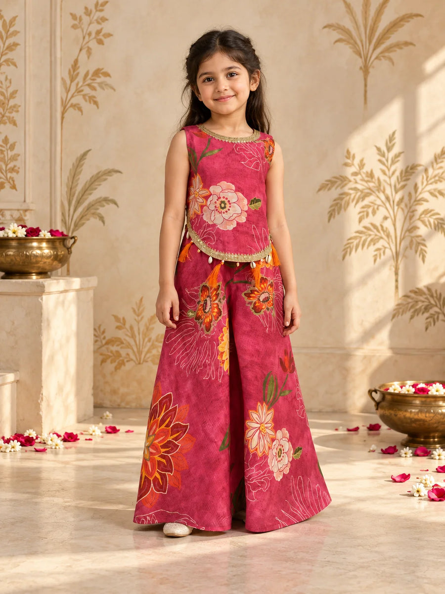 Rani Pink Floral Indo Western Set