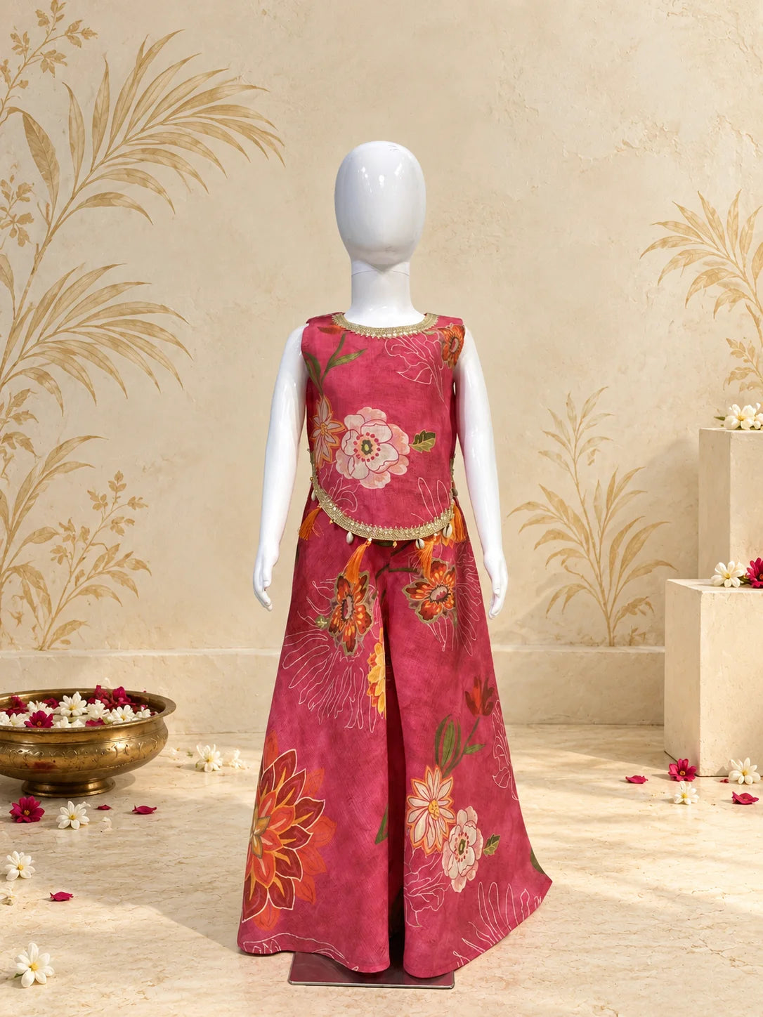Rani Pink Floral Indo Western Set
