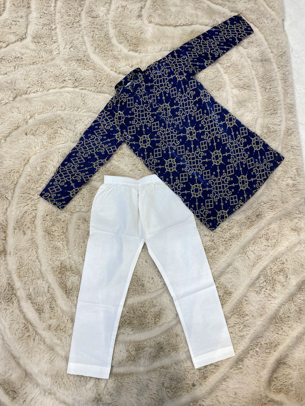 Royal Blue Ikkat Kurta Set