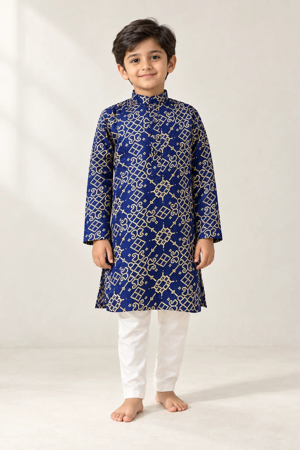 Royal Blue Ikkat Kurta Set