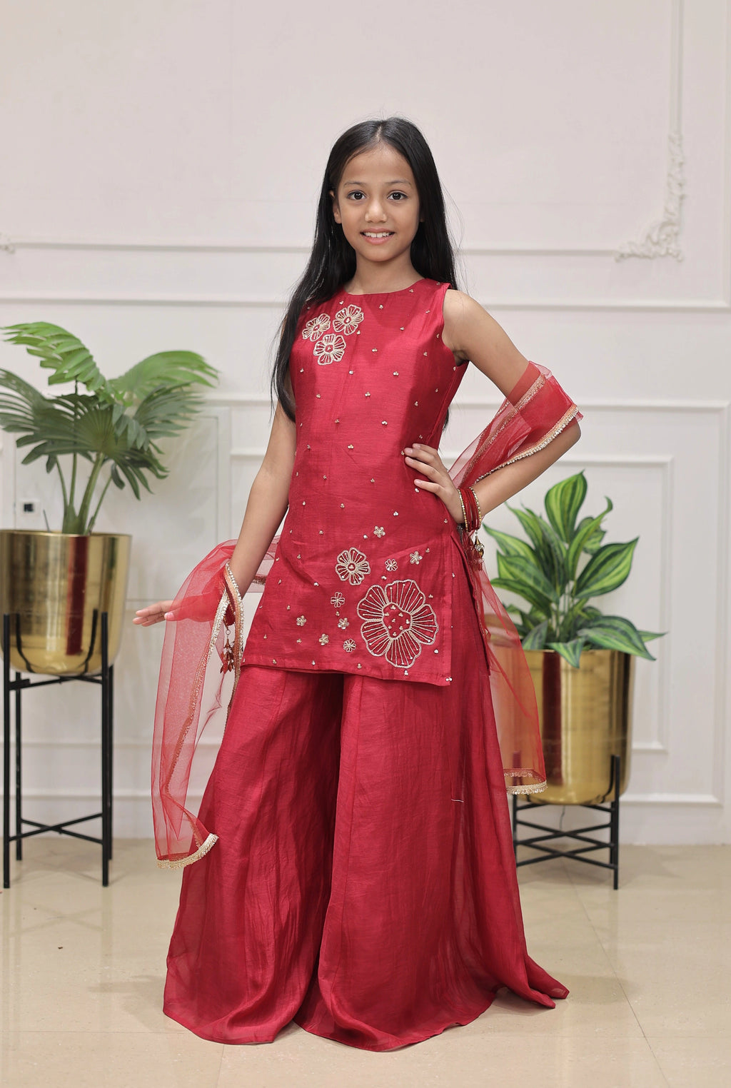 SAADGI MUL SHARARA SET RED