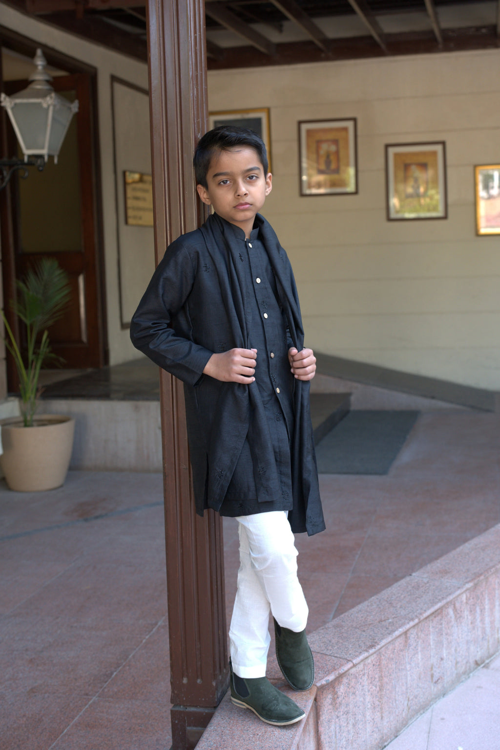 STARDUST  FRONTOPEN  KURTA SET BLACK