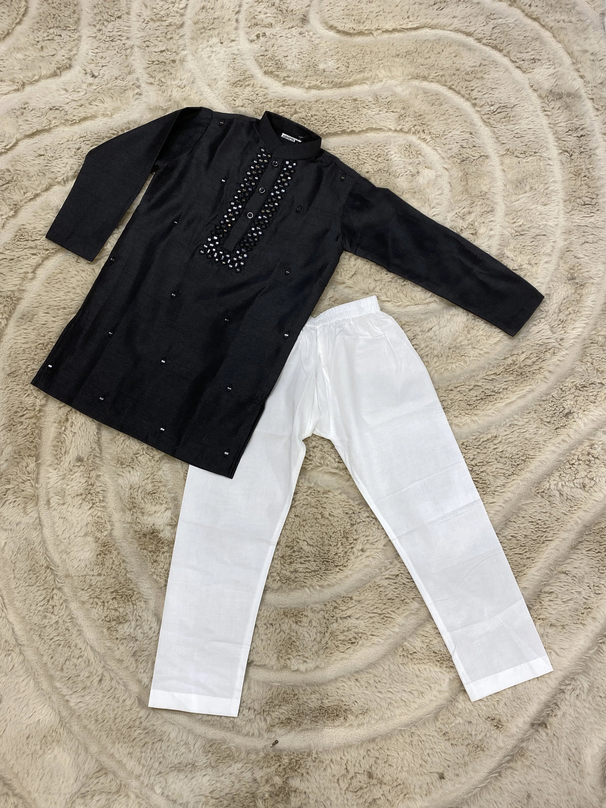 Silk Mirror Work Kurta Set for Kids