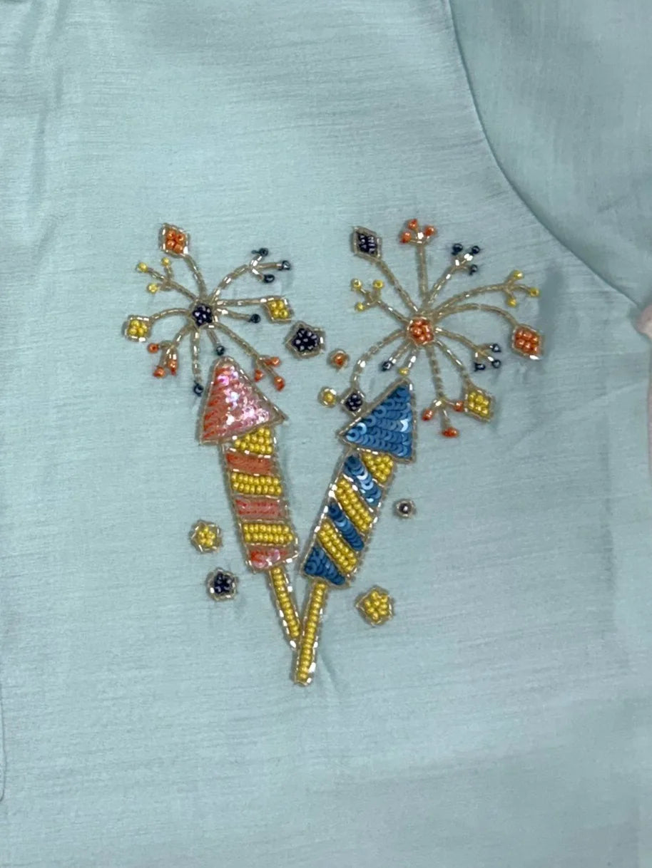 Sky Blue Firecracker Kurta Pant Set