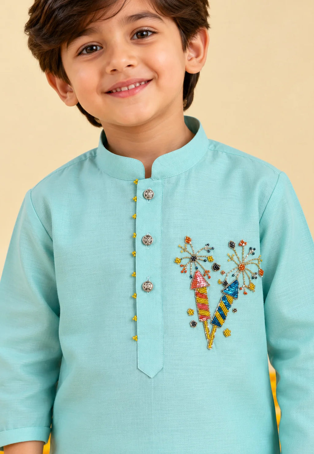 Sky Blue Firecracker Kurta Pant Set