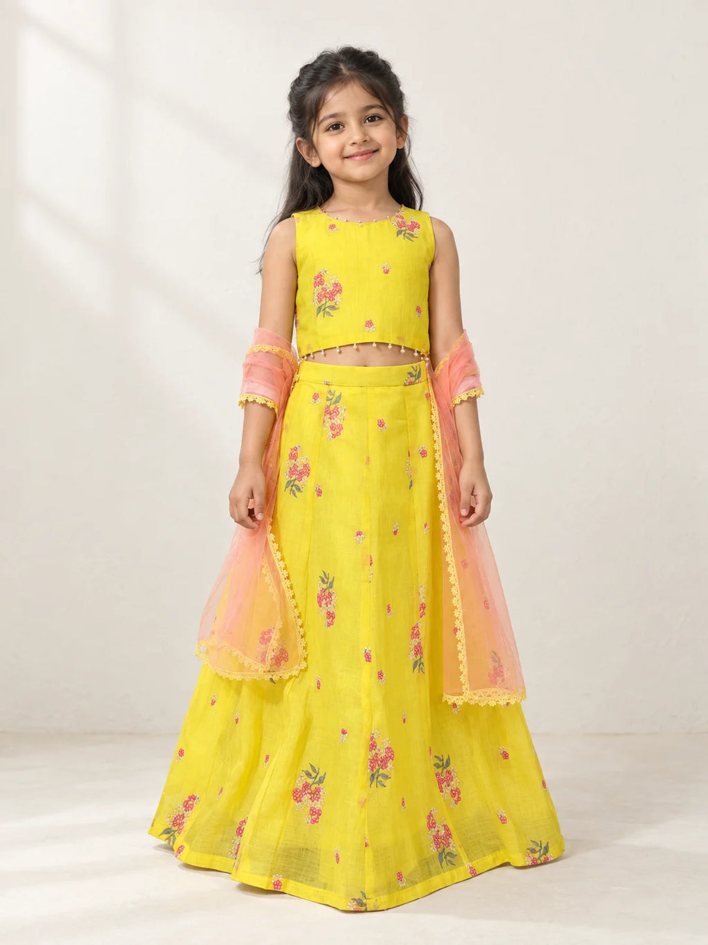 Sunshine Floral Mul Chanderi Lehenga Set