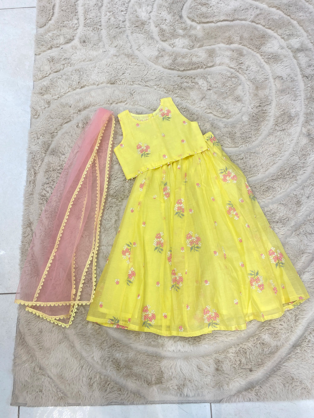 Sunshine Floral Mul Chanderi Lehenga Set