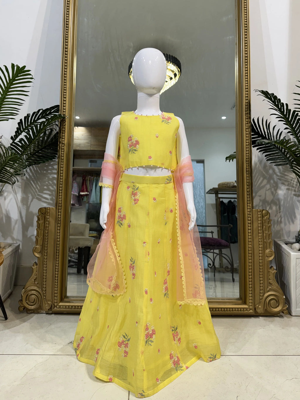 Sunshine Floral Mul Chanderi Lehenga Set