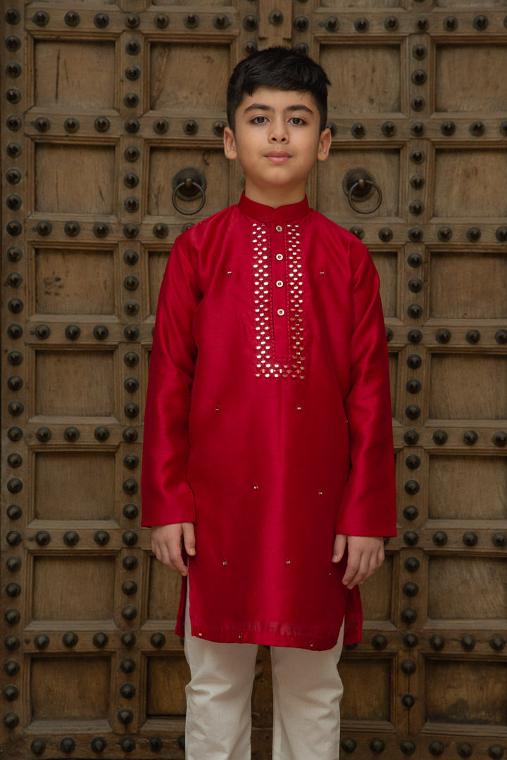 Red Mirror Kurta