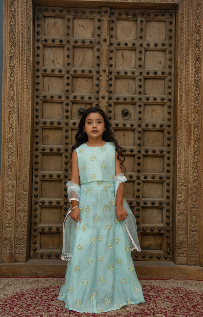 Mul Blue Lehenga