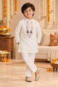 White Floral Handwork Kurta Pant Set