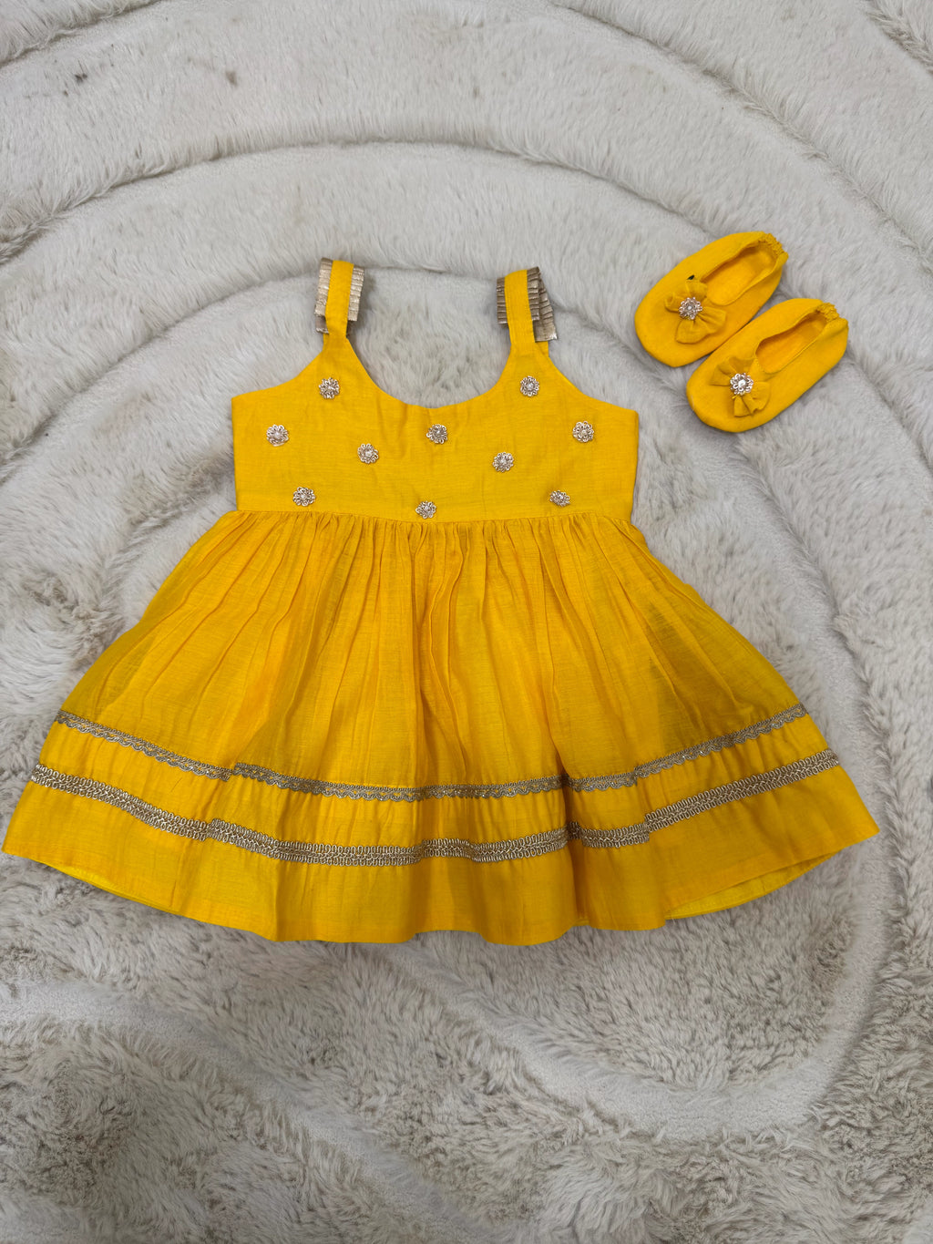 Yellow Baby Girl Party Wear Frock