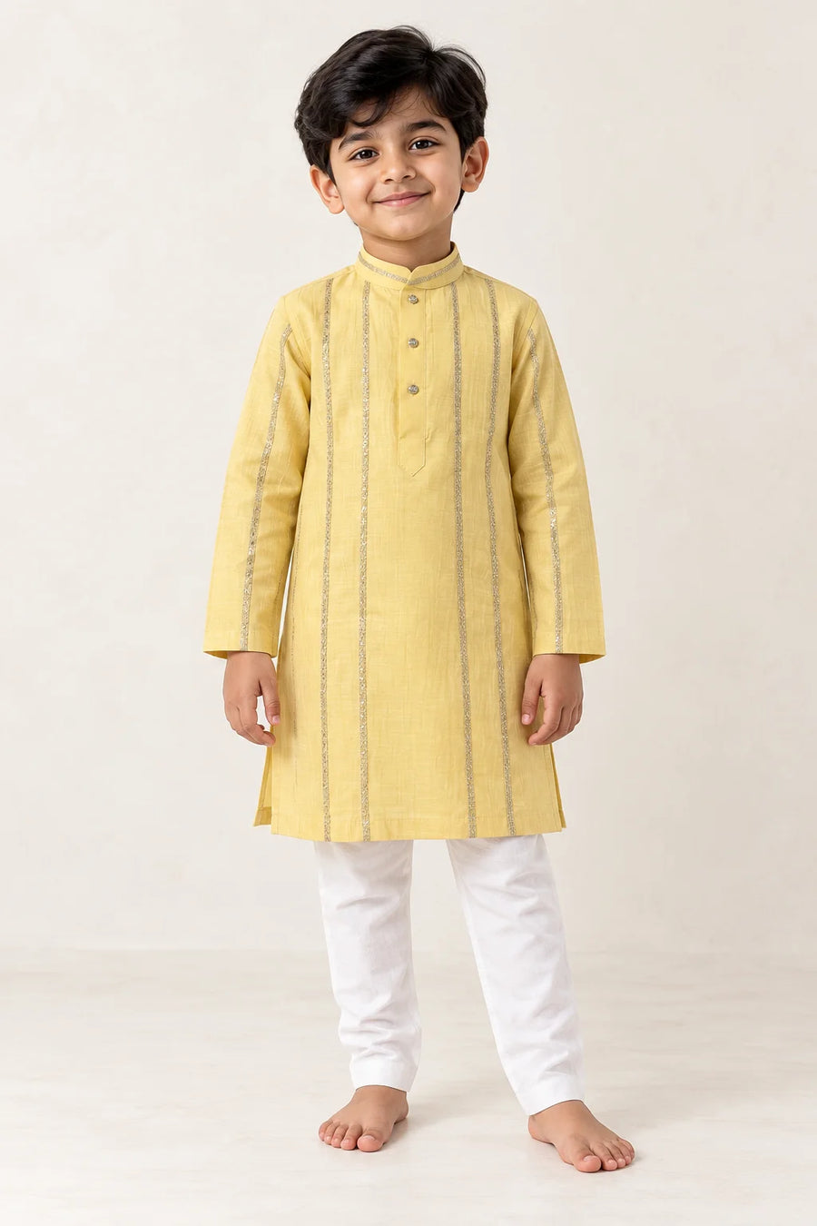 Yellow Mul Chanderi Gota Patti Kurta Pant Set