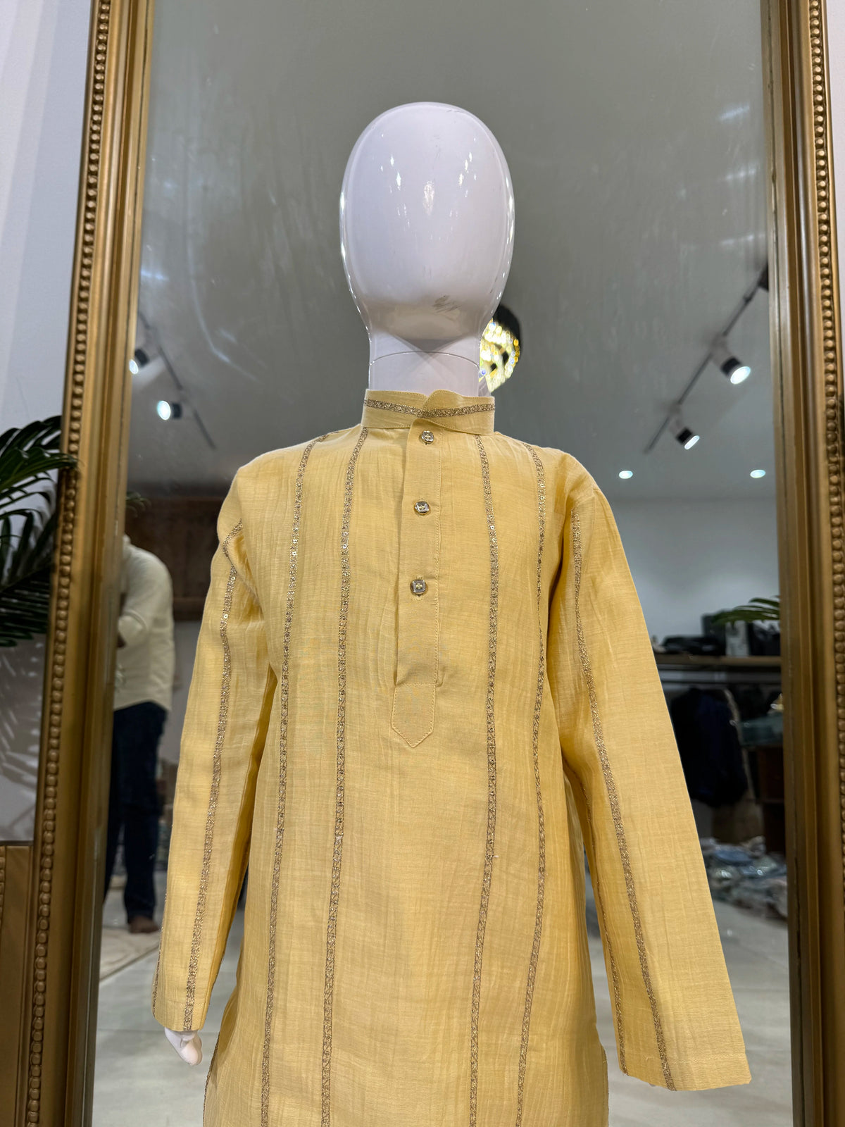 Yellow Mul Chanderi Gota Patti Kurta Pant Set